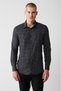 Men's Black Classic Collar 100% Cotton Textured Shirt A32Y2096 - 3