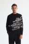 Men's Black Crew Neck Cotton Printed Regular Fit Sweatshirt A42Y1285