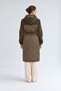 Quilted, Checkered Belt-Detail Coat, Khaki - 3