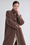 Gold-Accented Fur-Trimmed Coat, Brown - 4