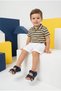 Samba Double Velcro Air Net Detailed Genuine Leather Baby Boy Sandals Navy Blue - 2