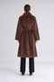 Belted Detailed Fur Coat, Brown - 3