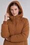 Hooded Inflatable Jacket with Snap Detailing on the Sides in Brown - 4