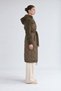 Quilted, Checkered Belt-Detail Coat, Khaki - 2