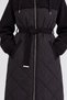 Black Quilted Coat with Melton Belt Detail - 4