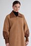 Faux Leather Coat with Zip Detail, Brown - 4