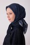 وشاح حريري - 4326-86، لون أزرق داكن، قماش تويل. - 2