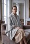 Snap Fastener Premium Shoulder Shawl Poncho - Gray - 2