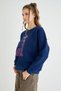 Licensed Printed Thick Navy Blue Sweatshirt - 5