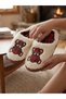 3-Pack Plaid Bear-Printed Plush House Slippers, Soft Winter House Slippers with Chevron Soles - 5