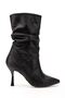 ZRİN-024 Premium Black Women's Boots with High, Slim Heels, Gussets, and Zippers, 11 cm - 2