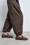 Mirage Dark Beige Suede Leather Women's Loafer with Metal Buckle Detail and Ruched Gathering Detail - 7
