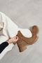 Denada Desert Dark Beige Suede Leather Zipper Round Toe Chunky-Soled Women's Boots - 7