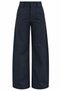 Navy Blue Wide-Leg Barrel Pants - 4290