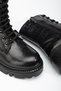 ZRİN-868-2289 Premium Waterproof Black Crocodile-Print Lace-Up Zipper Women's Casual Boots, 4 cm - 4