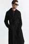 Black Double Breasted Closure Belt Trench Coat - 3