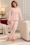 Women's Striped Patterned Soft Knit Winter Ribbed Cotton Pajama Set. - 2