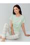 Mother & daughter pajama set - women's and kids' pajamas sold separately | 100% cotton green patterned - 2