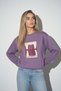 Women's Lilac Printed Oversize Embroidered Sweatshirt