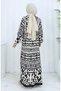 Alaçatı Pattern Half Button Dress 2137-03 Black Cream - 6