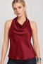 Blouse with Cowl Neckline and Satin Finish LGK0012 BURGUNDY - 3