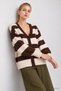 Oversized Striped Knit Cardigan With Scarf LYY0155 BROWN STONE - 4