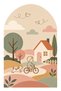 Bohemian Rainbow with Arch and Child on a Bicycle-Themed 2-Piece Kids' Room Wall Sticker Set - 2