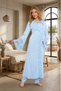 New Season Blue Long Robe with Nursing Features, Lace Details, Short Sleeves, 100% Cotton Postpartum and Maternity Robe and Pajama Set - 3