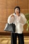 Premium Zipper-Front Plush Fur Jacket for Women: Short Cut, Wide Sleeves, Stylish Faux Fur Coat