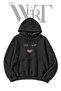 Black Hooded Sweatshirt for Babies with Front Print (2-Ply)