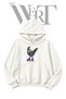 Skating Rooster White Hooded Sweatshirt with Front Print (2-Ply)