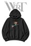 Skier Splash_1 Pre-Printed Black Hooded Sweatshirt (2-Ply)
