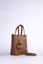 Mini bag, leather shoulder bag with accessories, camel color. - 3