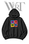 Pop Art Front-Printed Black Hooded Sweatshirt (2-Ply)