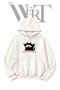 Naughty Cat White Hooded Sweatshirt with Front Print (2-Ply)