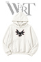 Black Raven White Hooded Sweatshirt with Front Print (2-Ply)