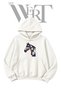 Flower Horse White Hooded Sweatshirt with Front Print (2-Ply)