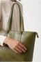 Isabel Shiny Faux Leather Oversized Shoulder Bag, Khaki - 3