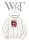 Nezuko Girls' White Hooded Sweatshirt with Front Print (2-Ply)