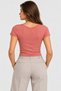 Women's 100% Cotton V-Neck Short-Sleeve Basic T-Shirt - Dusty Rose - 2
