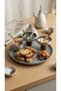 2-Piece Wooden-Legged Date and Turkish Delight Display Stand with Silver Accents - 2