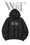 Black Hooded Sweatshirt with Pre-Printed Bicycle Design (2-Ply)