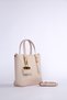 Mini bag, leather shoulder bag with accessories, mink color. - 3
