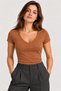 Women's 100% Cotton V-Neck Short-Sleeve Basic T-Shirt - Dark Brown