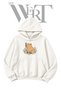 Capybara Ari White Hooded Sweatshirt with Front Print (2-Ply)