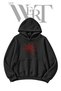 Black Hooded Sweatshirt with Pre-Printed Spider Web Design (2-Ply)