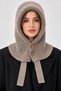 Woven winter beanie-balaclava with soft, fuzzy fabric and button details - 3