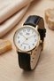 Black Gold Classic Numeric Vintage Women's Leather Strap Watch
