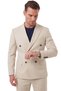 Men's Slim Fit Double-Breasted Beige Suit – Stretch Fabric Casual-Chic Business 2702414 - 3