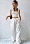 Kadın Beyaz Kare Yaka Kalınlaşan Omuz Detaylı Crop Top Bluz - 4